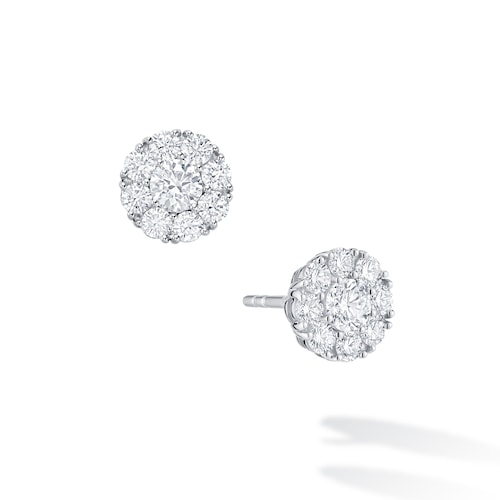 Snowflake 0.92cttw Diamond Cluster Stud Earrings